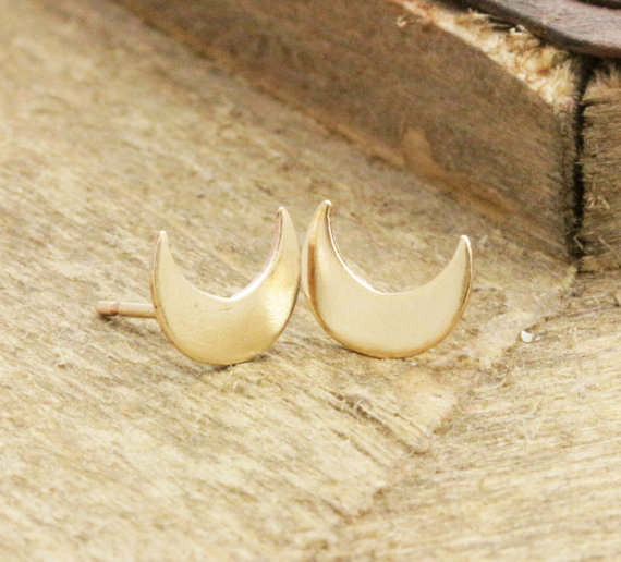 30Pair Gold Silver Cute Crescent Moon Stud Earrings Simple Tiny Half Moon Earrings Jewelry for Women