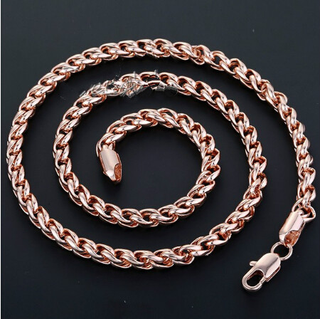 Wholesale-5mm Mens Chain Boys Jewellery Wheat Link Yellow Gold Filled GF Necklace Customized Wholesale Jewelry Free Shipping