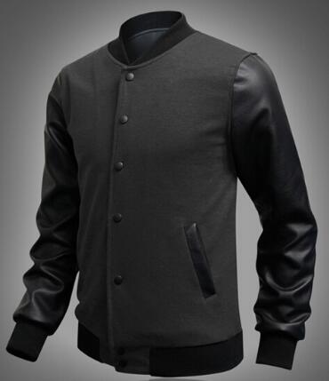 Fall-M-2XL Hot 2016 Fashion New Casual Baseball Jacket With Leather Sleeves Mens Varsity Jackets And Coats Harajuku Chaqueta Hombre