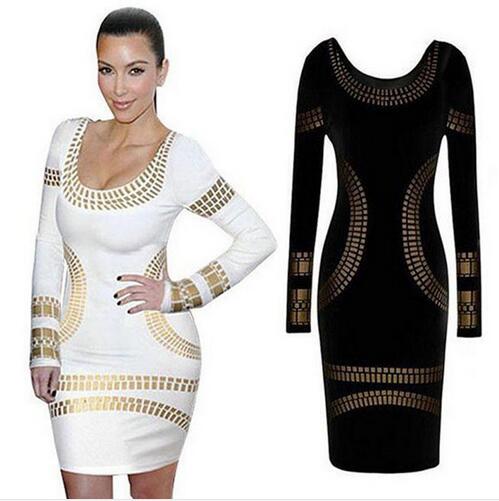 Women Knee-Length Long Sleeve Dcoop Neck Dress White Golden Patchwork Bodycon Dress Straight Silm Club Elegant Dresses Y- 3160, Black
Women Knee-Length Long Sleeve Dcoop Neck Dress White Golden Patchwork Bodycon Dress Straight Silm Club Elegant Dresses Y- 3160, Black
