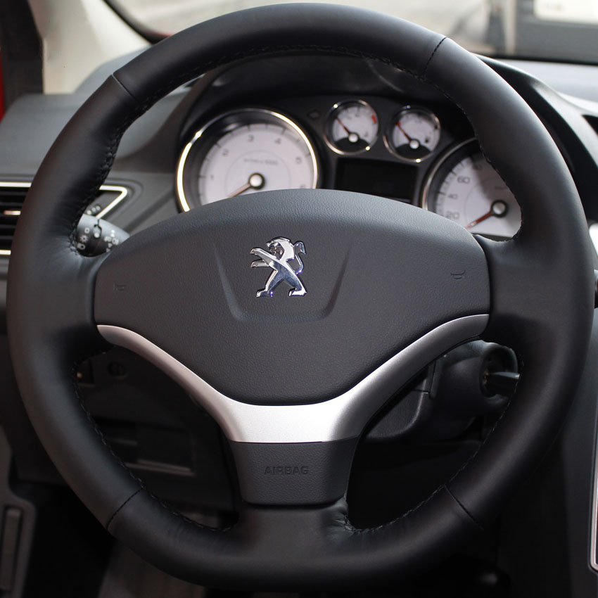Case for PEUGEOT 308 408 2013 Steering wheel covers Genuine leather DIY Car styling Wheel cover Hand sewing leather car covers