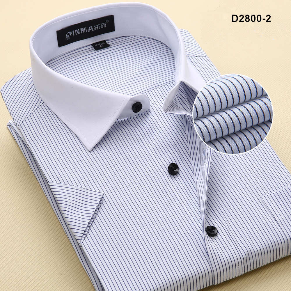 Wholesale- New Arrival Brand Men's Striped Shirts Casual Social Business Formal Shirt High Quality Short Sleeve Dress Shirt For Men