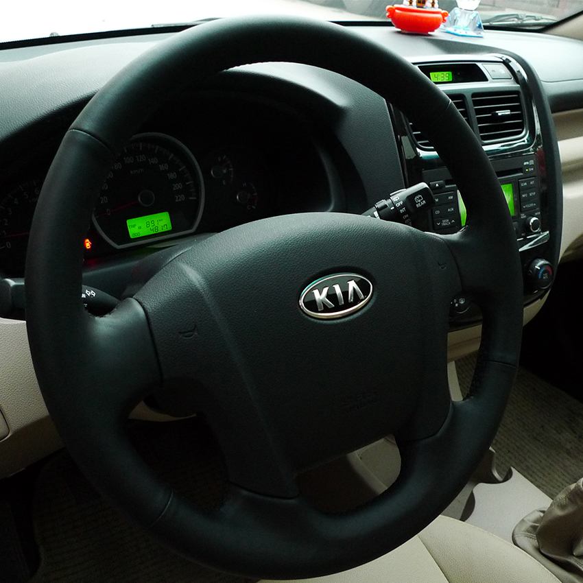 Steering wheel cover Case for KIA sportage Genuine leather DIY Hand-stitch Car styling Interior decoration Car leather accessories covers
