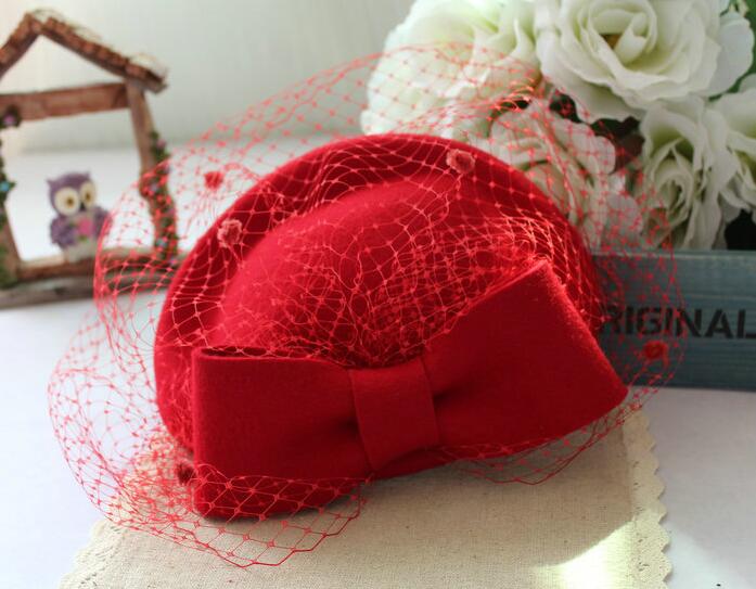 England ancient style hat female cap Small pure wool hat bride headdress autumn and winter hat free shipping HT22