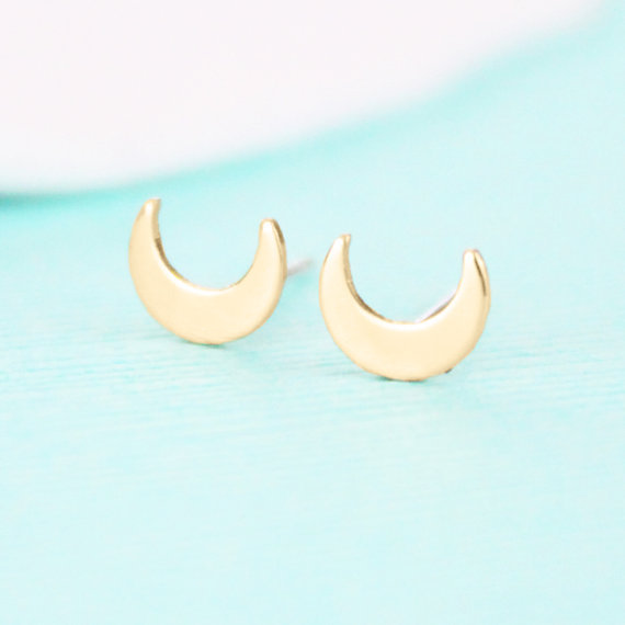 10Pair Gold Silver Cute Crescent Moon Stud Earrings Simple Tiny Half Moon Earrings Jewelry for Women