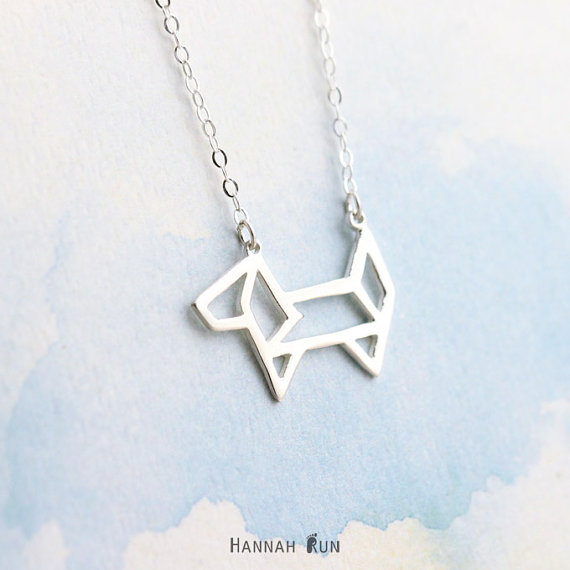 30PCS- N126 Small Pet Dog Necklace Outline Puppy Necklace Lovely Pup Necklace Origami Dog Necklaces Cute Animal Necklaces for Women
