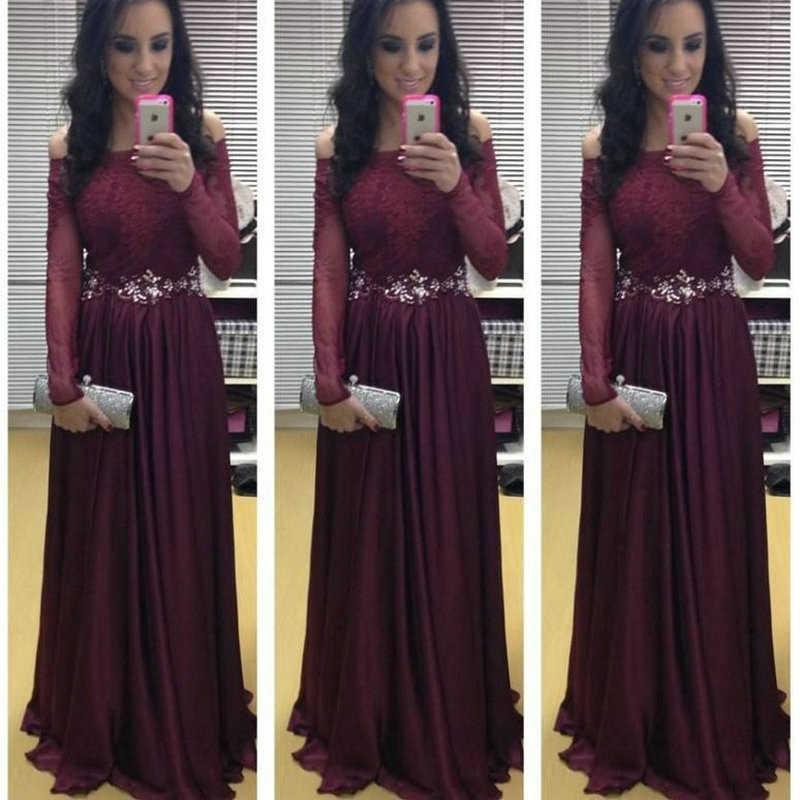 Burgundy Long Sleeve Evening Dresses 2016 arabic dresses Lace Top A Line Custom Made Floor Length Sexy off shoudler Elegant Prom Gowns, Champagne
Burgundy Long Sleeve Evening Dresses 2016 arabic dresses Lace Top A Line Custom Made Floor Length Sexy off shoudler Elegant Prom Gowns, Champagne