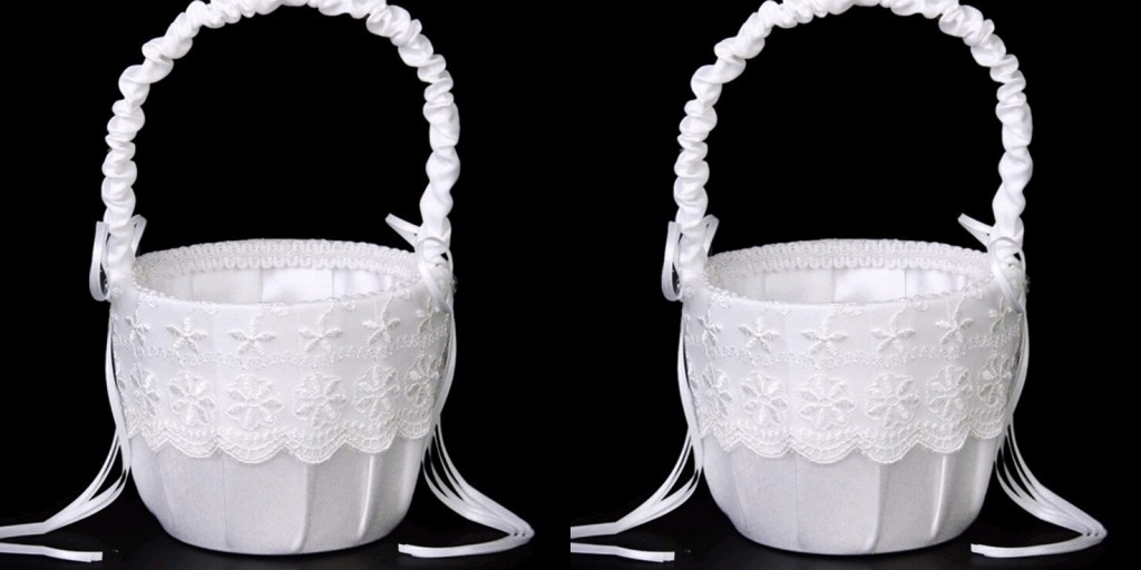 Wedding Rose Flower Girls Baskets Wed Child Favors Formal Girl Basket Round Lace Flower Basket Wedding Accessory Rose Flower Baskets