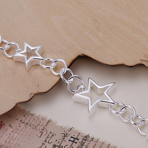 Hot sale best gift 925 silver Five empty stars bracelet DFMCH178,Brand new fashion 925 sterling silver plate Chain link bracelets high grade