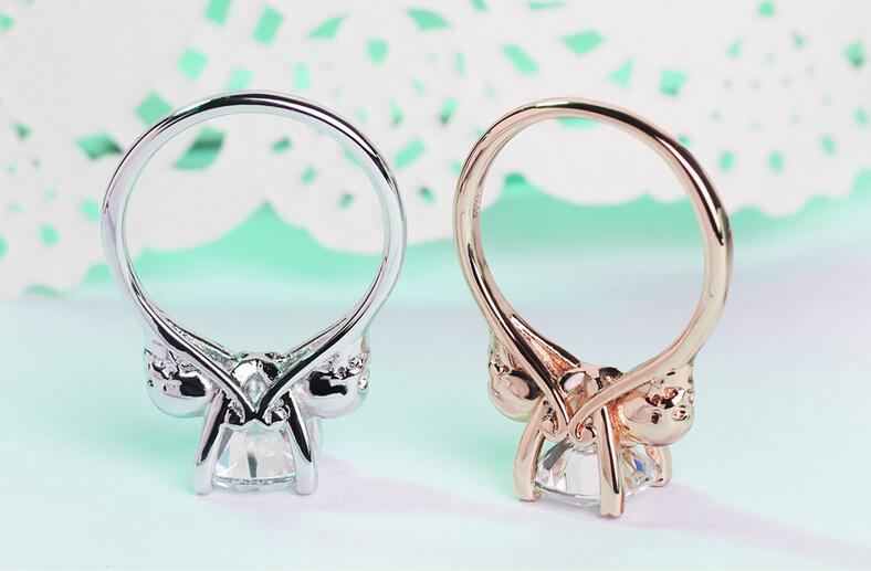 9MM White Topaz Solitaire Skull Ring - 10K Rose&White Gold Filled