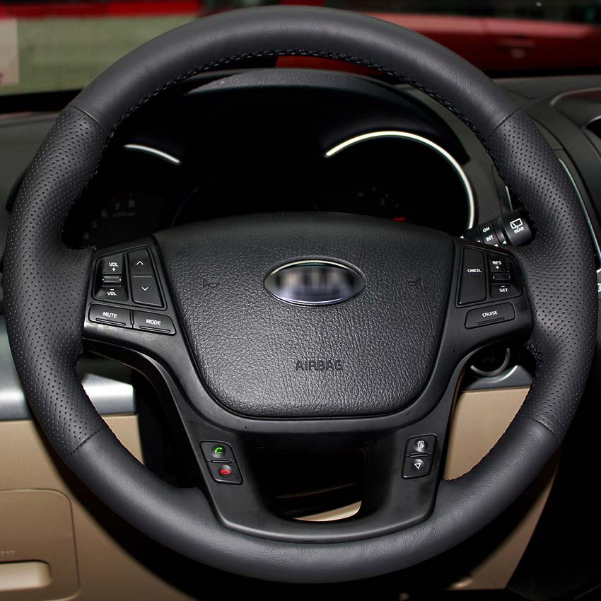 Case for KIA Sorento 2013 new model Steering wheel cover Genuine leather DIY Hand-stitch Car styling Interior decoration accessories