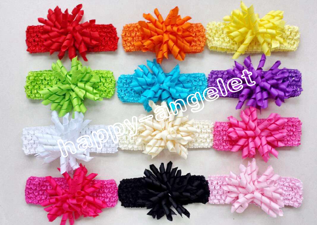 Baby Christening waffle Crochet headband corker bows flowers Hair clip barrettes girl korker hair bands Woven headbands 50pcs PD011