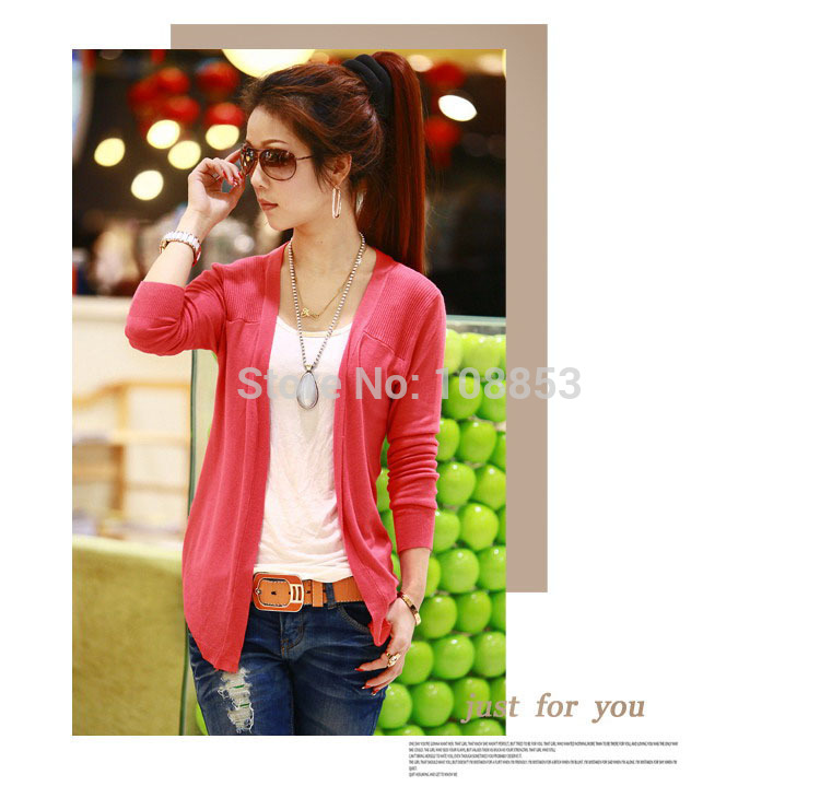 Classic Multi-Color Single Breasted Cardigan For Women Solid Long Sleeve Knitted Fashion Women Outwear Blouse Sweater CMO-0145