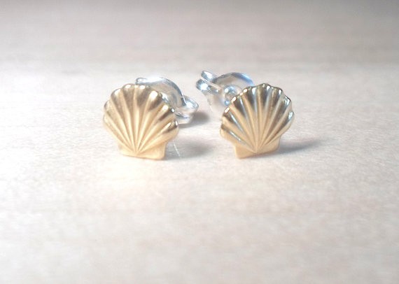 10Pair Gold Silver Sea Clam Shell Earrings Seashell Stud Earrings Beach Conch Earrings Nautical Ariel Mermaid Studs Jewelry