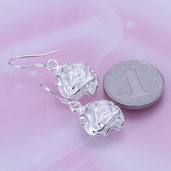 Brand new sterling silver plated Rose earrings DFMSE066,women's 925 silver Dangle Chandelier earrings 10 pairs a lot