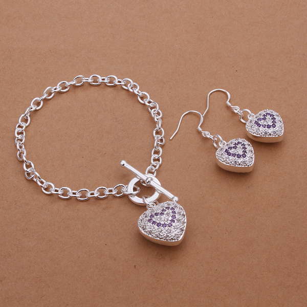 High grade 925 sterling silver Color zircon heart-shaped package jewelry sets DFMSS372 brand new Factory direct wedding 925 silver
