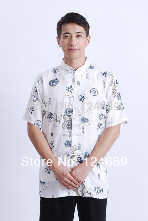 Wholesale-Free shipping 2016 new national trend chinese style top tradition Chinese dragon print Shirt mandarin collar shirt tang shirt