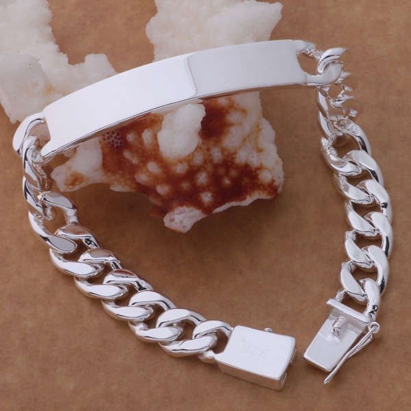 Free shipping trendy fashion high quality 925 silver Men's 10MM Men's jeans Bracelet jewelry holiday gift 1565