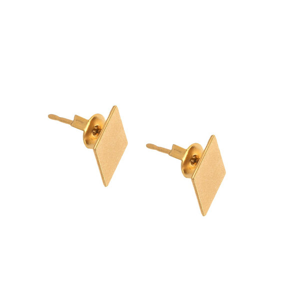 30Pair- S034 Gold Silver Diamonds Stud Earring Simple Rhombus Stud Earring Cute Poker Square Earrings Tiny Geometric Playing Card Earrings
