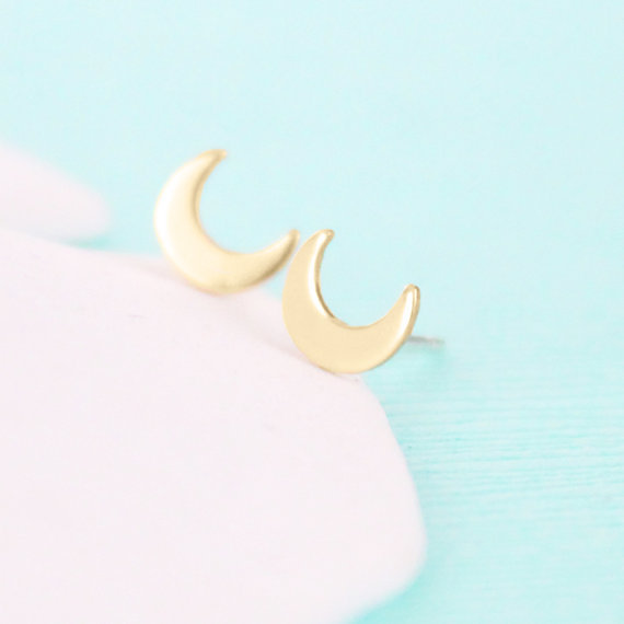 10Pair Gold Silver Cute Crescent Moon Stud Earrings Simple Tiny Half Moon Earrings Jewelry for Women
