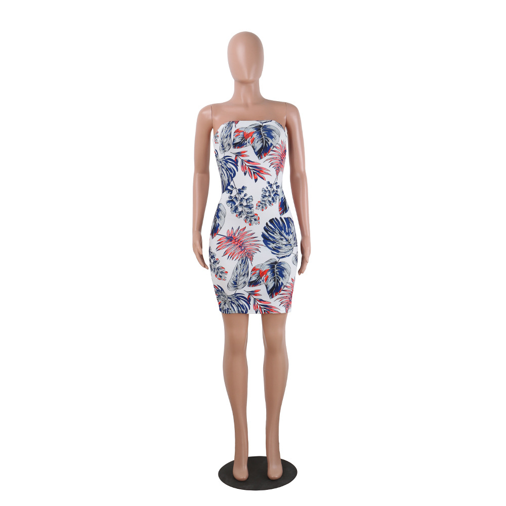 HAOYUAN Off Shoulder Strapless Backless Mini Dress Summer Autumn Sleeveless Floral Bodycon Dresses Women Sexy Dress Club Wear q1110