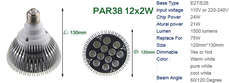 Dimmable Led bulb spotlight par38 par30 par20 9W 10W 14W 18W 24W 30W E27 par 20 30 38 LED Lamp light downlight 50