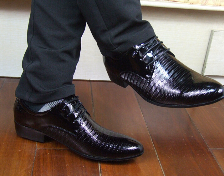new spring autumn men leather shoes pointed toe patent business casual leather shoes lace up oxfords shoes