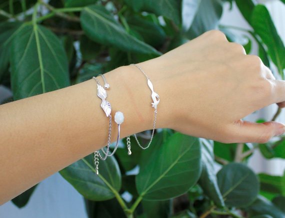 10PCS- B016 Silver Gold Cute Forest Running Fox Bracelets Simple 3d Animal Fox Face Bracelet Tiny Fox Tail Bracelets for Women