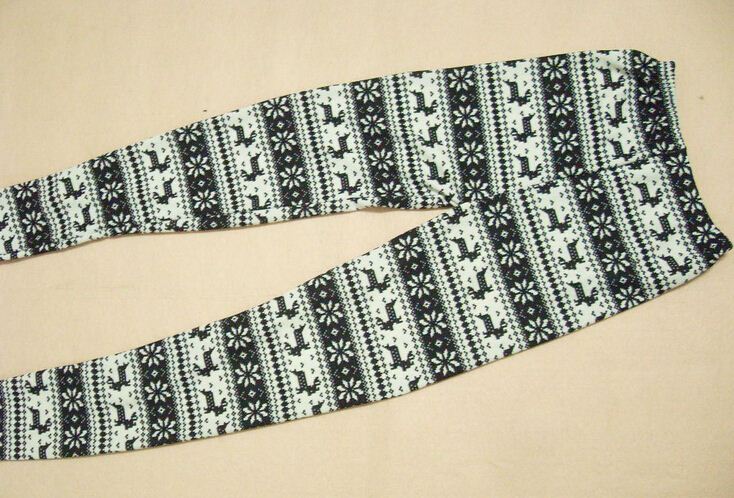 2014 Young Girl's Retro Knitting Fashion Casual Wild Deer Snowflake Leggings Pant Warm Winter Snow Pants Legging Free Shipping