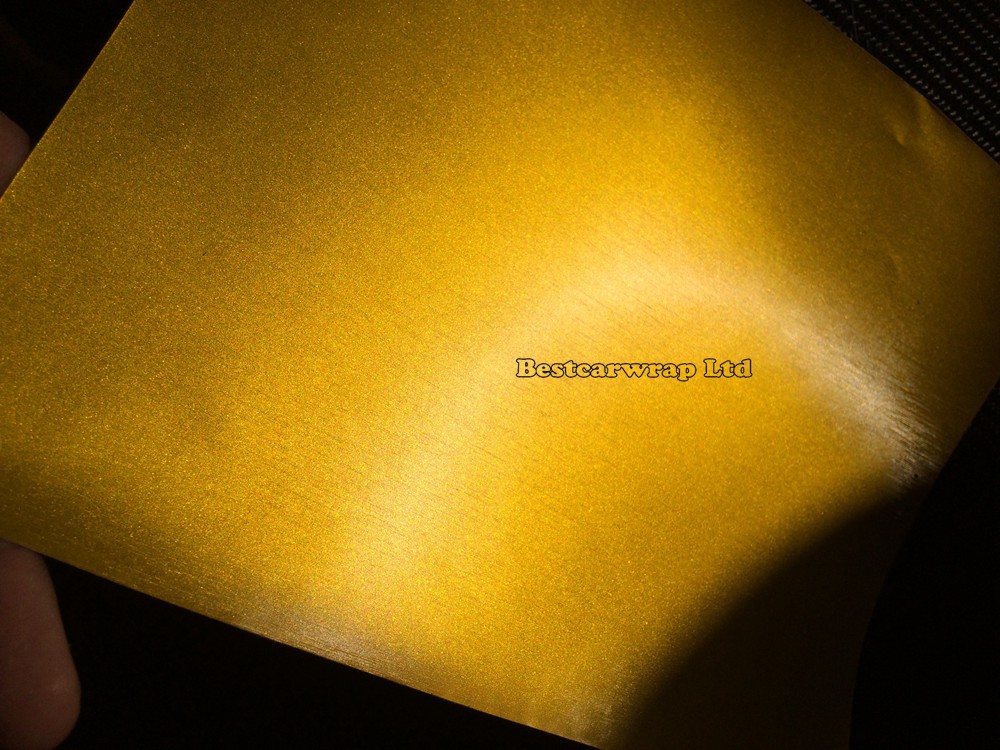 Gold /Yellow Brushed Metallic Chrome Steel Vinyl Wrap For Car Wrap Film With Air Bubble Free Car Sticker Metallic Wraps Size:1.52*20M/Roll