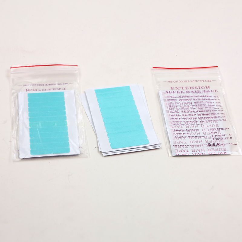60pieces/5sheets/Set Double Sided Strong Hair glue Tape Adhesives for Skin weft Tape Hair Extensions blue color hot sale