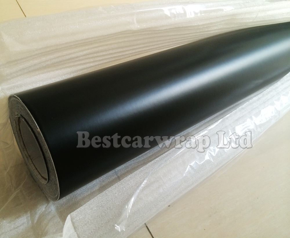 Black satin matt Vinyl Wrap With Air Bubble Free Car Wrap Film Matte black Wrapping Film Vehicle Wraps Size 1.52x30m/Roll 4.98x98ft