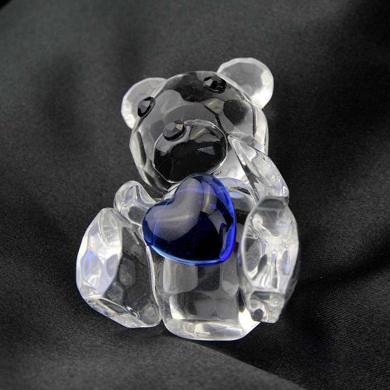 FREE SHIPPING Baby Shower Favors Choice Crystal Collection Teddy Bear Figurines -Blue Crystal For Boy+30pcs/lot