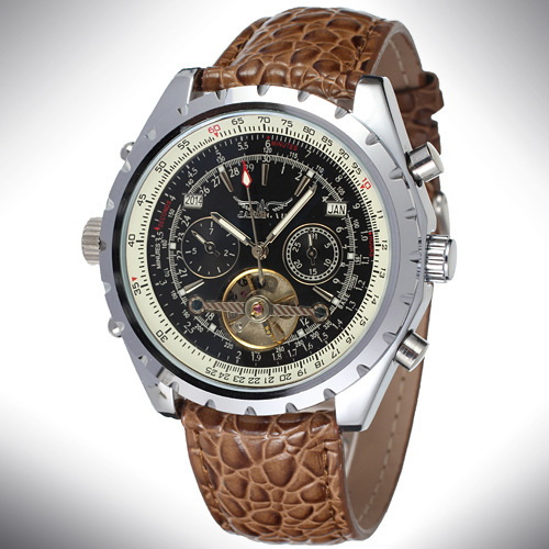New Arrive Top brand watch JARAGAR Luxury Silver watchcase mechanical watch JR38