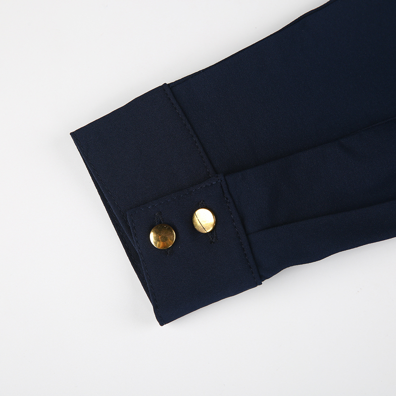 HDY Haoduoyi New Fashion Women Clothing Spring Drawstring Vintage Solid Navy Shirts Dress Single Breasted Casual Slim Maxi Dress q1109