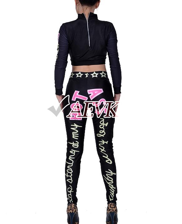 Autumn Women Sexy Jumpsuit Lip Rompers Printing Bodycon Playsuit Bodysuit 2 Piece Club Bandage Jumpsuits S M L #6 SV004560