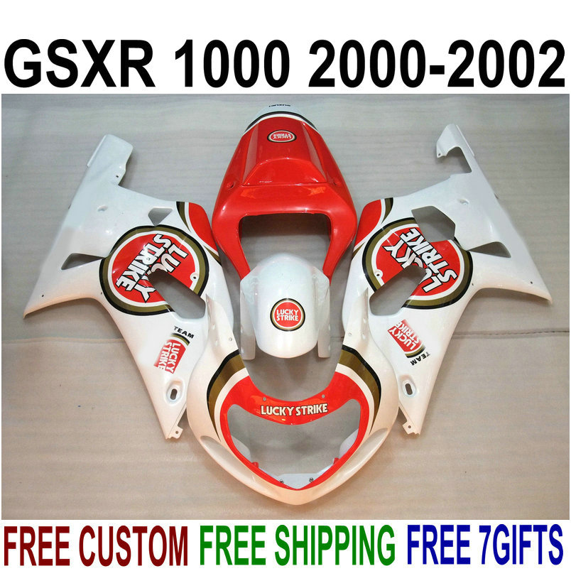 Customize fairing kit for SUZUKI GSX-R1000 K2 2000 2001 2002 red white LUCKY STRIKE fairings set 00 01 02 GSXR 1000 bodykits V62S, Same as the picture shows
Customize fairing kit for SUZUKI GSX-R1000 K2 2000 2001 2002 red white LUCKY STRIKE fairings set 00 01 02 GSXR 1000 bodykits V62S, Same as the picture shows