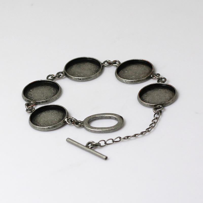 Beadsnice metal bracelet blank brass bangle setting glass cabochon base with 5 blanks for 16mm round resin and cab etc ID 12145