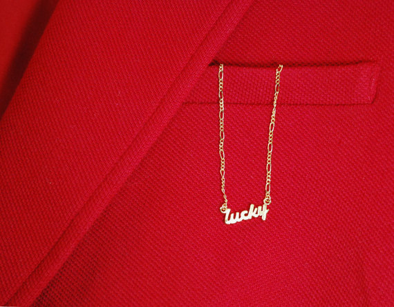 10PCS- N122 Gold Silver Simple Lucky Word Necklace Tiny Stamped Lucky Letters Necklace Good Luck Necklaces for Best Friends Gifts
