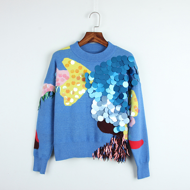 2017 Brand Same Style Sweater Blue Regular Long Sleeve Crew Neck Beads Sequins Solid Runway Sweater Pullover DL
2017 Brand Same Style Sweater Blue Regular Long Sleeve Crew Neck Beads Sequins Solid Runway Sweater Pullover DL