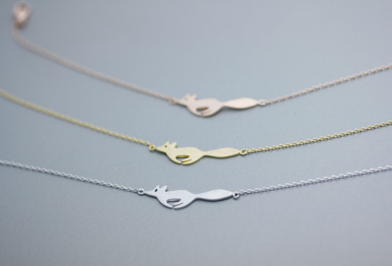 10PCS- B016 Silver Gold Cute Forest Running Fox Bracelets Simple 3d Animal Fox Face Bracelet Tiny Fox Tail Bracelets for Women