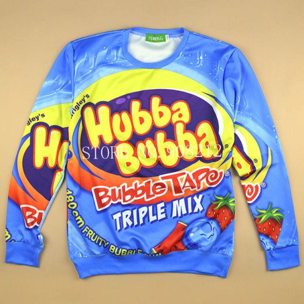 Novelty 2015 New winter women harajuku hoody Hubba Bubba/bubble tape letter print 3D sweatshirt men casual sport sweat suit tops, Blue
Novelty 2015 New winter women harajuku hoody Hubba Bubba/bubble tape letter print 3D sweatshirt men casual sport sweat suit tops, Blue