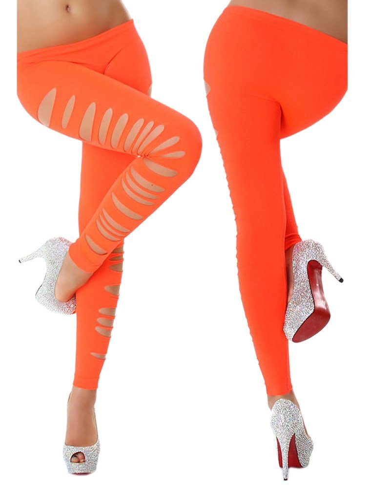 Hot Sale Candy Color Solid Color Hollow Out Club Pants Tight Stretchy Side Ripped Sexy Cutting-out Ankle Length Leggings Drop Ship Available