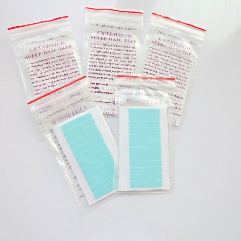 60pieces/5sheets/Set Double Sided Strong Hair glue Tape Adhesives for Skin weft Tape Hair Extensions blue color hot sale
