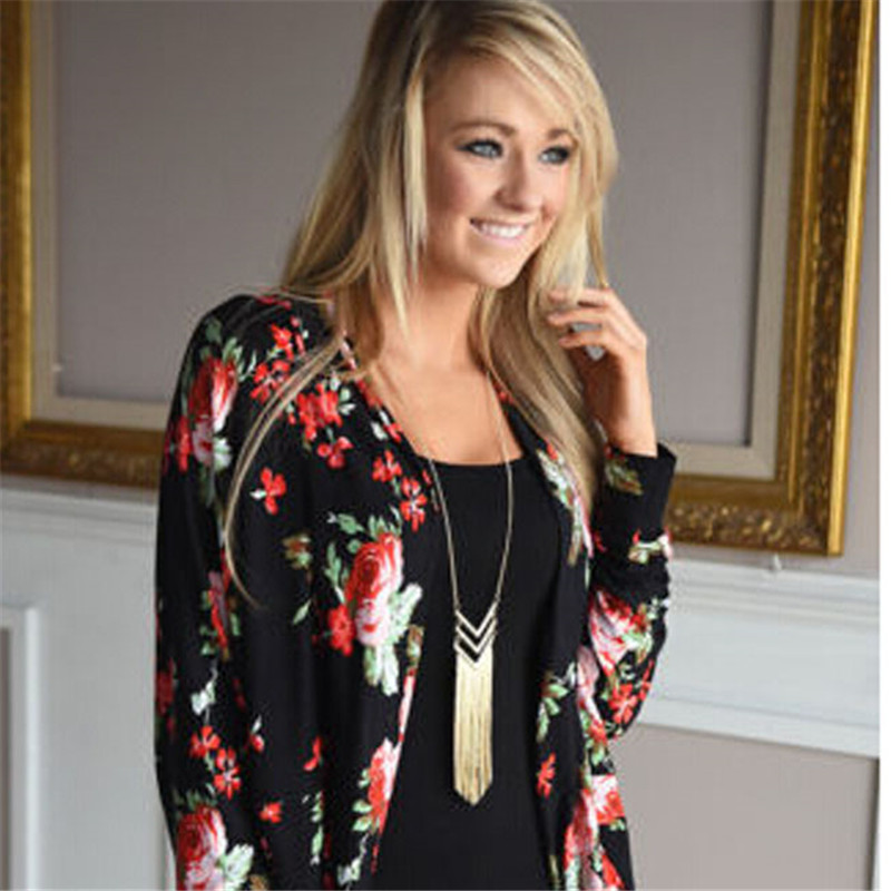 Wholesale- 2017 Fashion 3XL Women Summer Outwear Printed Long Sleeve Cardigans Ladys Casual Loose Coat Blouse Female Clothing HO987806