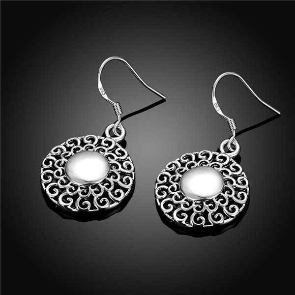 Brand new sterling silver Pierced earrings round DFMSE657,women's 925 silver Dangle Chandelier earrings 10 pair a lot factory direct