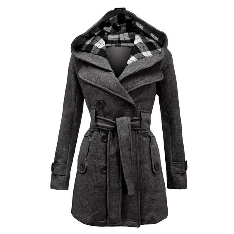 Whole Womens Fashion Woolen Double Breasted Pea Coat Casual Hoodie Winter Warm Jacket2556815