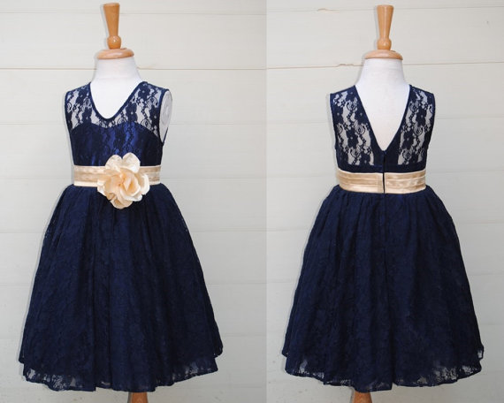Lace flower girl dress, toddler , navy blue, tulle flower girl dress, blue flower girl dress, navy lace dress
