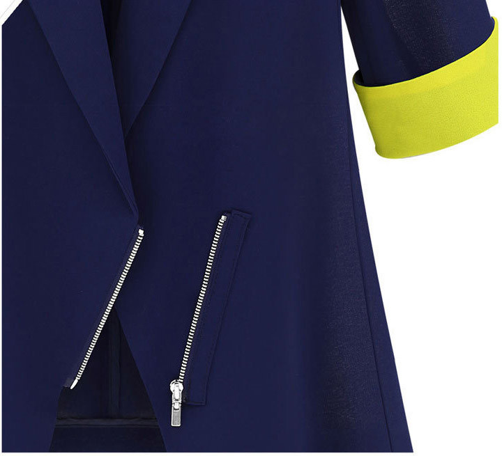 Celeb Womans OL Lapel zipper Fifth sleeve Slim Suit Jacket Thin Blazers Coat UK Store