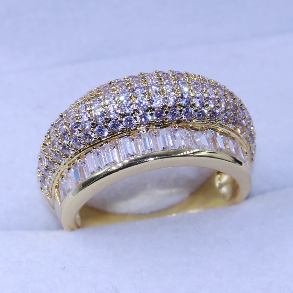 Princess Cut White Sapphire 10KT Gold Filled Ladies Wedding Band Ring